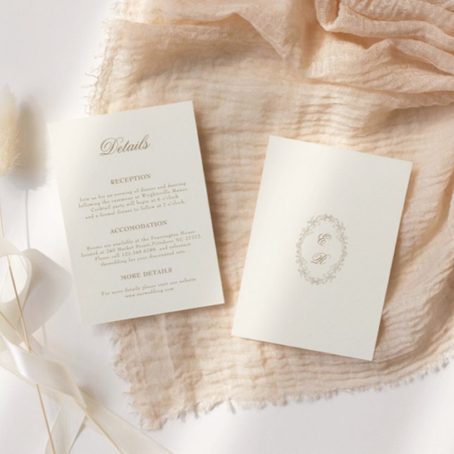 Tarjeta De Recepción Detalles de Boda con Marco Barroco Romántico Ornam (Subido por el creador)