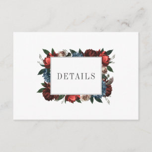 Tarjeta De Recepción Detalles de Boda con Marco Floral Elegante