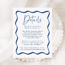 Tarjeta De Recepción Detalles de Boda con Marco Ondulado Azul Moderno