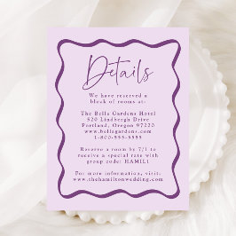 Tarjeta De Recepción Detalles de Boda con Marco Ondulado Morado Moderno