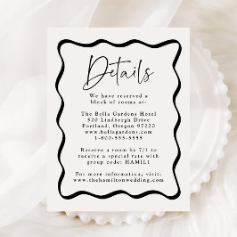 Tarjeta De Recepción Detalles de Boda con Marco Ondulado Negro y Crema