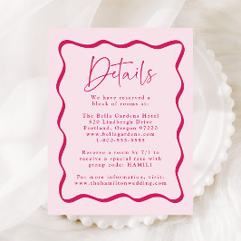 Tarjeta De Recepción Detalles de Boda con Marco Ondulado Rosa Moderno