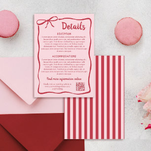 Tarjeta De Recepción Detalles de Boda con Marco Ondulado Rosa Rojo