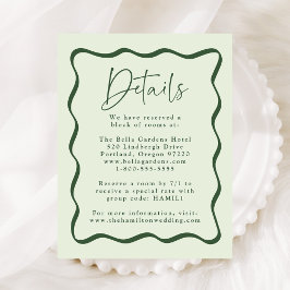 Tarjeta De Recepción Detalles de Boda con Marco Ondulado Verde Moderno