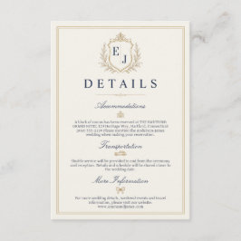 Tarjeta De Recepción Detalles de Boda con Monograma Antiguo y Dinero An
