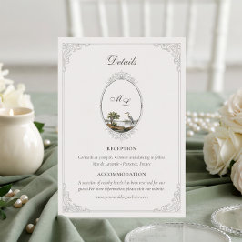 Tarjeta De Recepción Detalles de Boda con Monograma de Campo Francés An