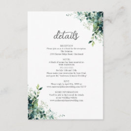 Tarjeta De Recepción Detalles de Boda con Monograma de Vegetación de Eu
