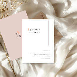 Tarjeta De Recepción Detalles de Boda con Monograma Floral Elegante Ros