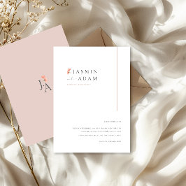 Tarjeta De Recepción Detalles de Boda con Monograma Floral Elegante Ros