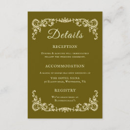 Tarjeta De Recepción Detalles de Boda con Monograma Floral Vintage