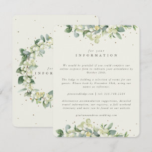 Tarjeta De Recepción Detalles de Boda con Nieve de Crema + Eucalipto Re