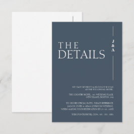 Tarjeta De Recepción Detalles de Boda con Opulencia Azul Real Monograma