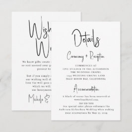 Tarjeta De Recepción Detalles de Boda con Pozo de Deseos en Letra Minim