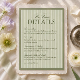 Tarjeta De Recepción Detalles de Boda con Raya Verde Salvia