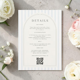 Tarjeta De Recepción Detalles de Boda con Rayas Azules y Verde Salvia