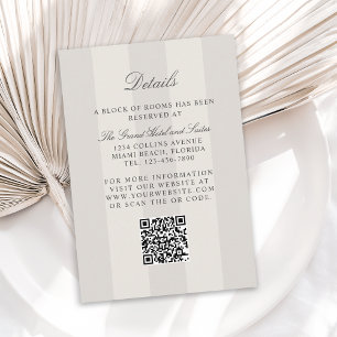Tarjeta De Recepción Detalles de Boda con Rayas de Cabaña de Arena de P