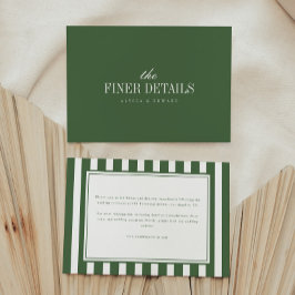 Tarjeta De Recepción Detalles de boda con rayas de oliva minimalistas m