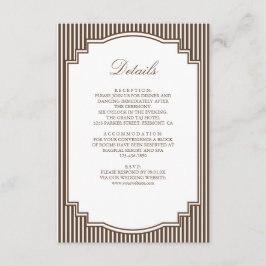 Tarjeta De Recepción Detalles de Boda con Rayas Marrones Chocolate