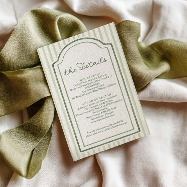 Tarjeta De Recepción Detalles de Boda con Rayas Verdes (Subido por el creador)