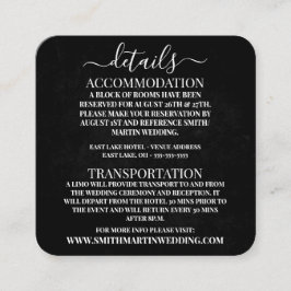 Tarjeta De Recepción Detalles de boda con textura de grunge negro perso