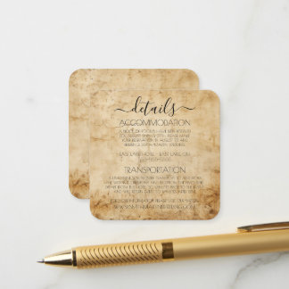 Tarjeta De Recepción Detalles de Boda con Textura de Papel Vintage Sepi