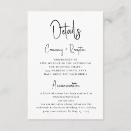 Tarjeta De Recepción Detalles de Boda con Tipografía de Letra Minimalis