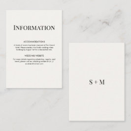 Tarjeta De Recepción Detalles de Boda con Tipografía Moderna Minimalist