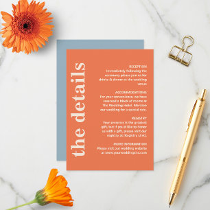 Tarjeta De Recepción Detalles de Boda con Tipografía Negrita Moderna