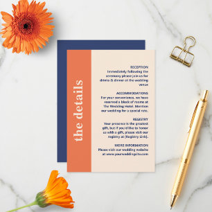 Tarjeta De Recepción Detalles de Boda con Tipografía Negrita Moderna