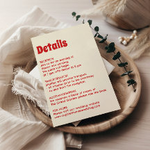 Detalles de boda con tipografía Retro Rojo y Crema