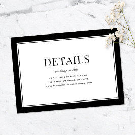 Tarjeta De Recepción Detalles de Boda con Tipografía Vintage Negra Eleg