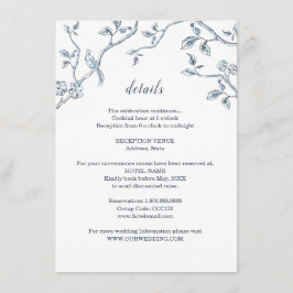 Tarjeta De Recepción Detalles de boda con Toile Francés azul y blanco