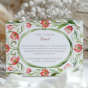 Tarjeta De Recepción Detalles de Boda con Tulipanes Vintage Incluidos