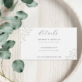 Tarjeta De Recepción Detalles de Boda con Verde de Salvia Elegante