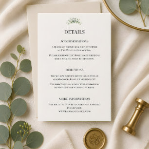 Tarjeta De Recepción Detalles de Boda con Verdor de Eucalipto de Lujo