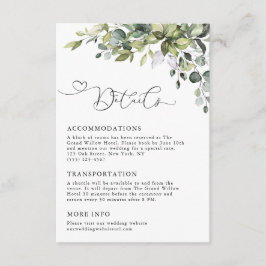 Tarjeta De Recepción Detalles de Boda con Verdor de Eucalipto Elegante