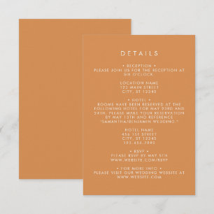 Tarjeta De Recepción Detalles de boda coordinados con Butterscotch