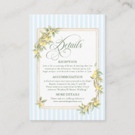 Tarjeta De Recepción Detalles de Boda Costera con Limón Mediterráneo