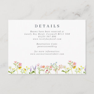 Tarjeta De Recepción Detalles de Boda Cottagecore con Flores Silvestres