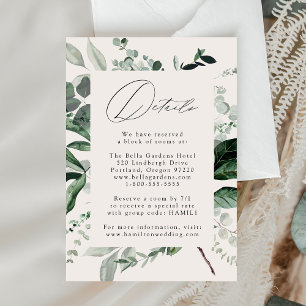 Tarjeta De Recepción Detalles de Boda Crema con Abundante Verdor