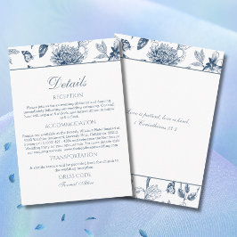 Tarjeta De Recepción Detalles de Boda Cristiana Chinoiserie Azul