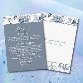 Tarjeta De Recepción Detalles de Boda Cristiana Chinoiserie Azul
