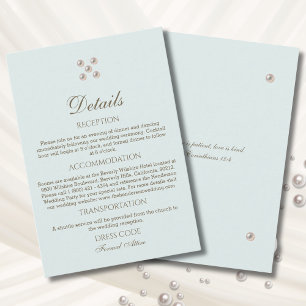 Tarjeta De Recepción Detalles de Boda Cristiana Perla Azul Polvoriento