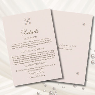 Tarjeta De Recepción Detalles de Boda Cristiana Perla Rosa Polvo
