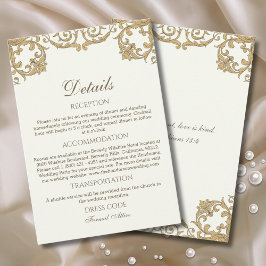 Tarjeta De Recepción Detalles de Boda Cristiana Vintage Rococó Marfil