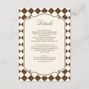 Tarjeta De Recepción Detalles de Boda Cuadrados Marrón Marfil Dinero An