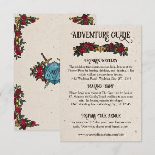 Tarjeta De Recepción Detalles de Boda D20 Monograma Rosas RPG