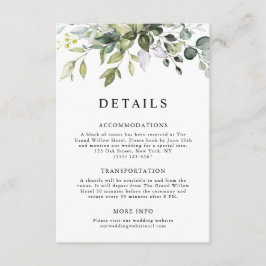 Tarjeta De Recepción Detalles de Boda de Acuarela Moderna con Eucalipto