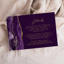 Tarjeta De Recepción Detalles de Boda de Ágata Dorada Púrpura Moderna