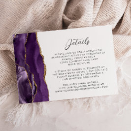 Tarjeta De Recepción Detalles de Boda de Ágata Dorada Púrpura Moderna